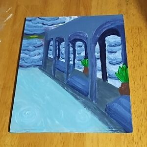 Impressionistic Blue and Green Landscape Painting